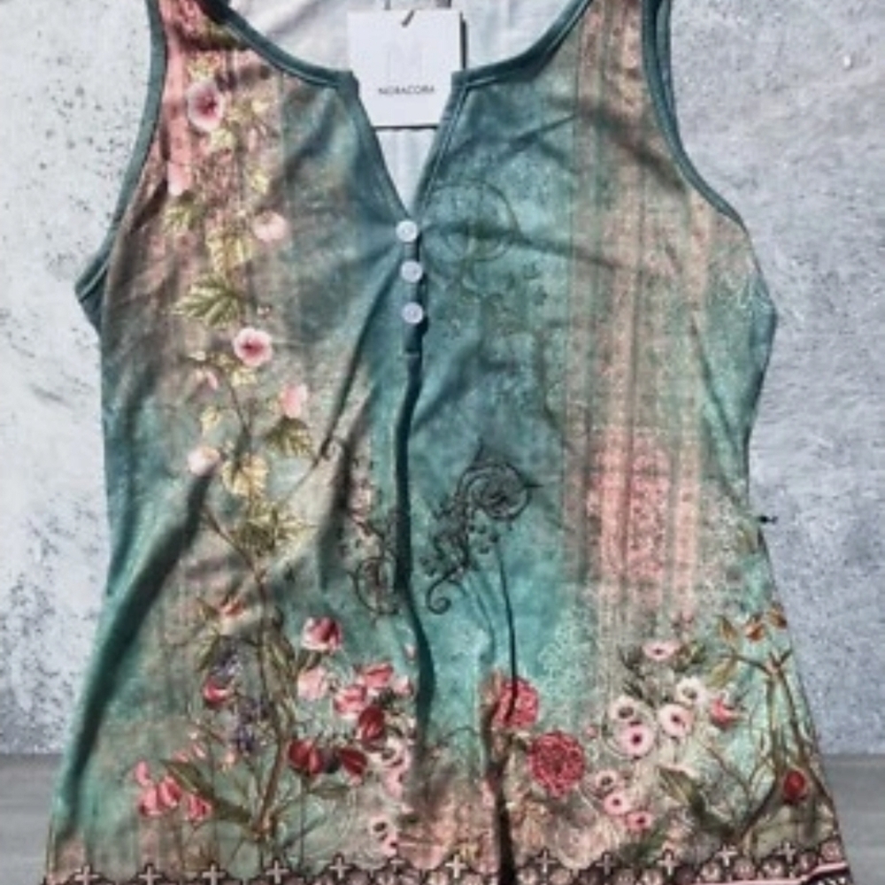 noracora M Floral Whimsy Fairy Romantic Mermaid Tank -Rhinestones Wearable Art - Picture 4 of 14